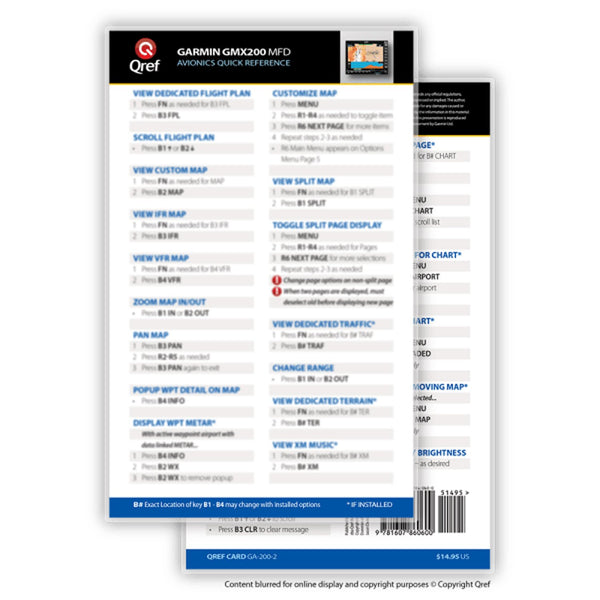 Qref - Garmin GMX 200 Checklist Card