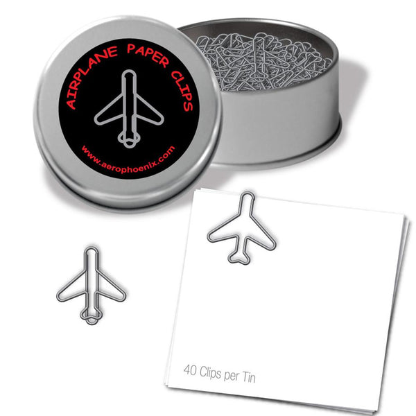 Aero Phoenix - Jet Airplane Paper Clips, Silver | N APX 140-JS