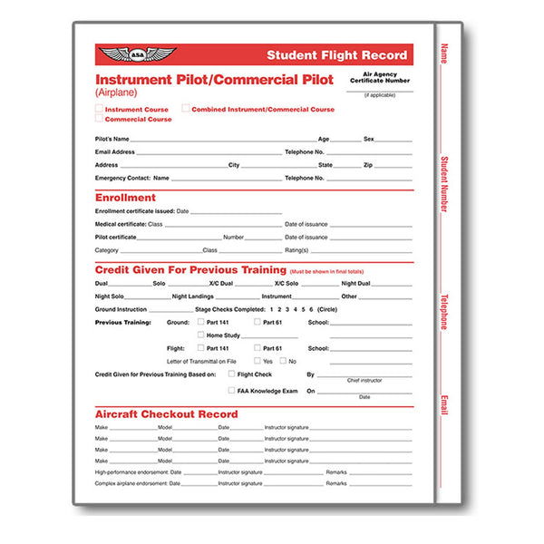 ASA - Instrument & Commercial Student Record | ASA-SFR-IC6