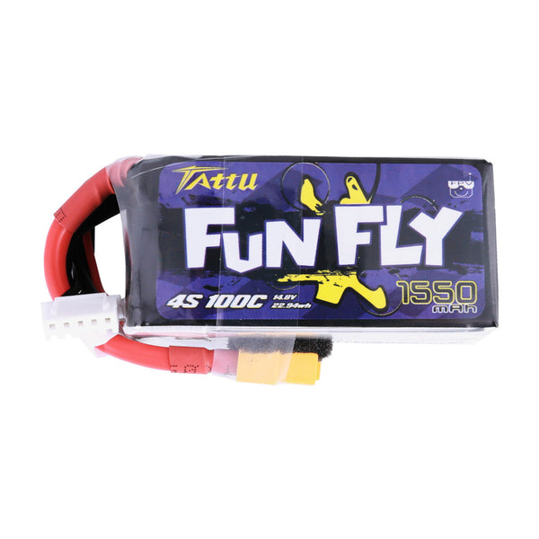 Tattu - 1550mAh 14.8V 100C 4S1P Full Size FPV Racing Quad battery with XT60 Plug