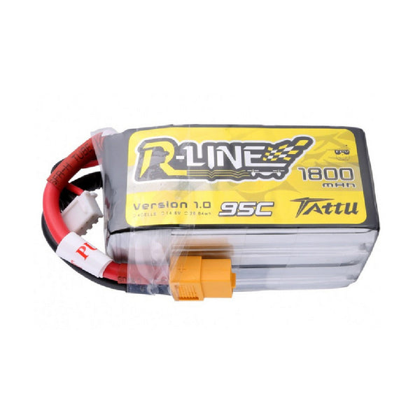 Tattu - 1800mAh 14.8V 95C 4S1P Full Size FPV Racing Quad battery with XT60 Plug