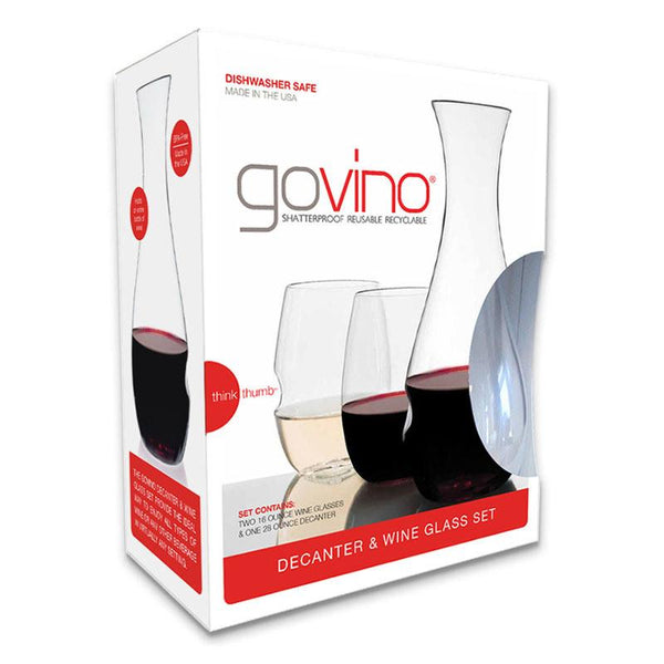 Govino - TopRack Dishwasher Safe 28oz Decanter & Two 16oz Wine Glasses