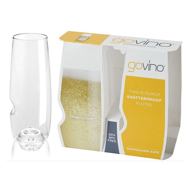 Govino - TopRack Dishwasher Safe 8oz Flute Glasses - 2 Pack