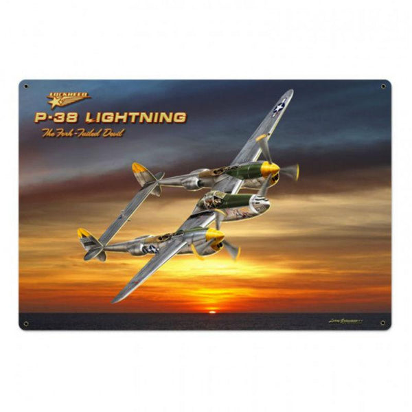 Vintage Signs - P-38 Lightning 36in x 24in | LG204