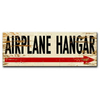 Vintage Signs - Airplane Hangar Image Printed On Wood 22in x 7in | PTSW030