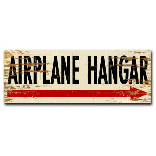 Vintage Signs - Airplane Hangar Image Printed On Wood 22in x 7in | PTSW030